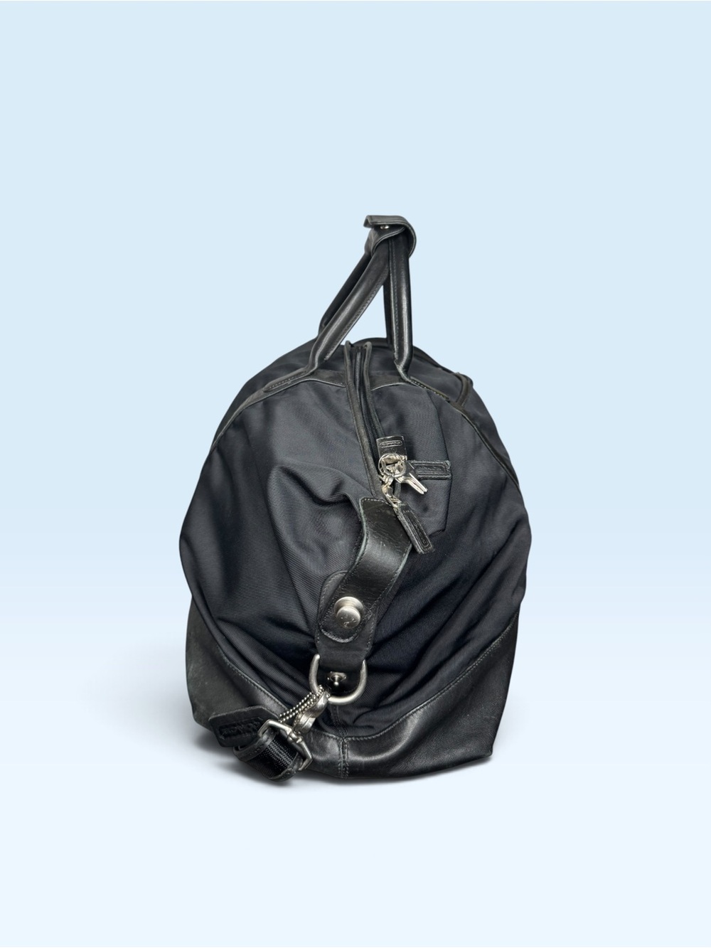Vintage 1999 COACH Black Nylon & Leather Trim 2-Way Boston Duffle Bag 5497 - Picture 8 of 16
